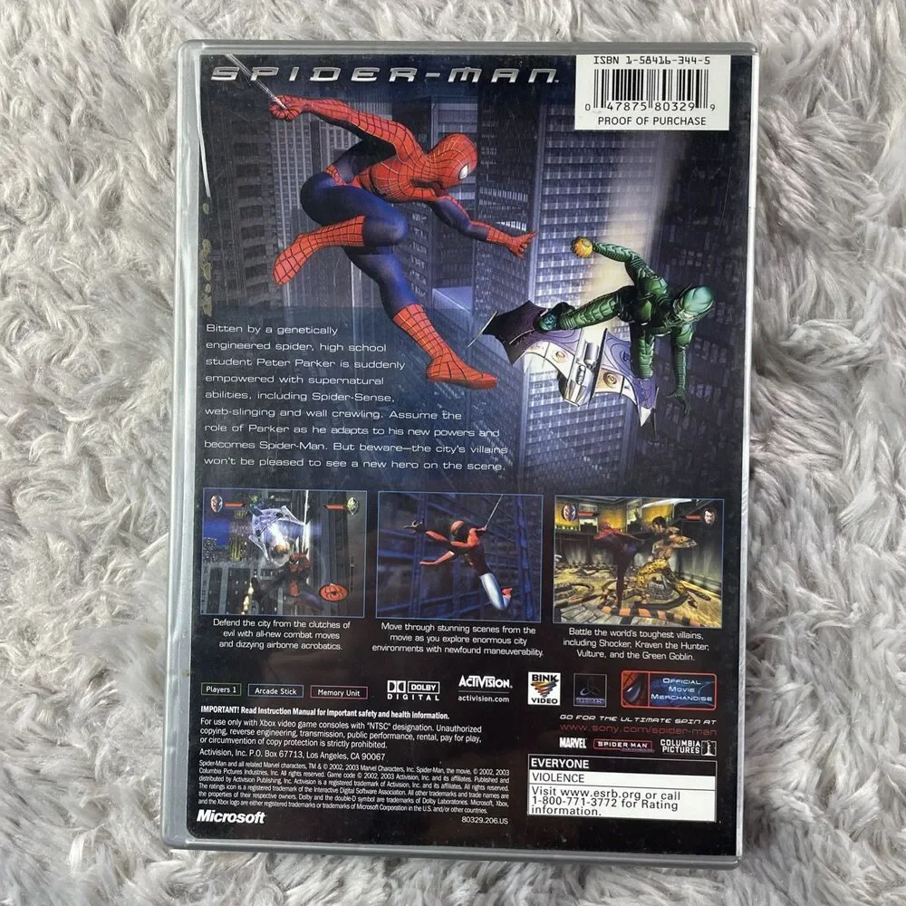 Spider-Man (Microsoft Xbox, 2003) Platinum Hits Disc and Case Spiderman